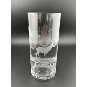 Queen Lace Crystal "Kenyan African" 5.5" Highball Glass- Sable Antelope 1960s